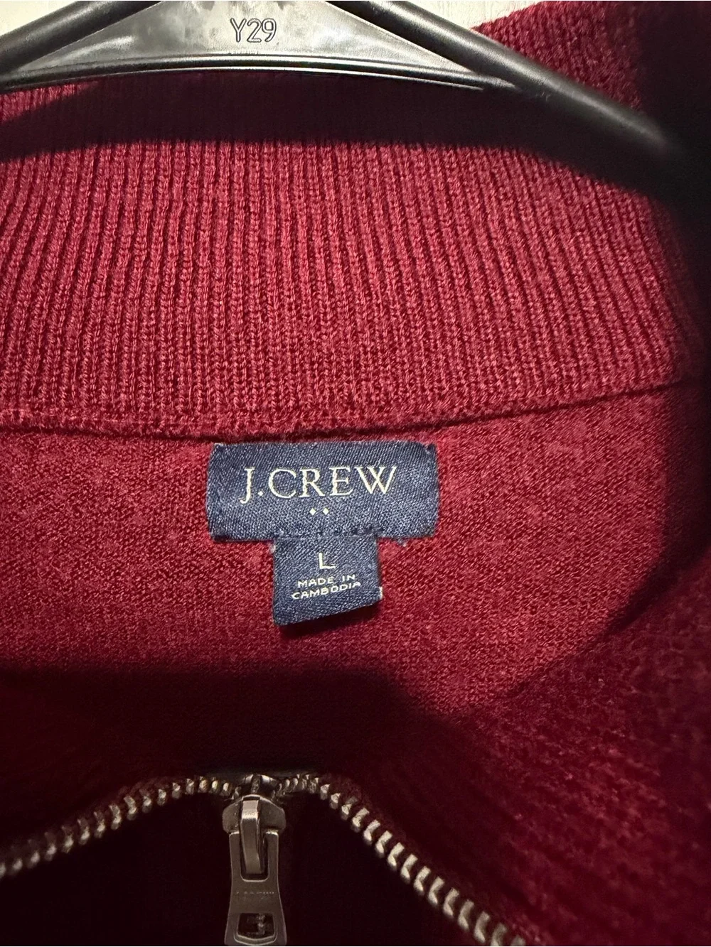 J. Crew Men's Zip-Neck Sweater in Deep Wine